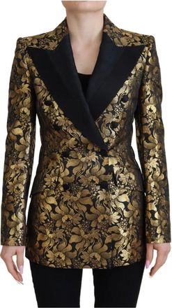 Dolce & Gabbana Elegante zwart-gouden bloemen jacquard blazer - Dames - Blazers - Veelkleurig - XS - Katoen - Jassen