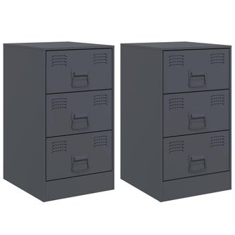 Berkfield Home Bedside Cabinets 2 pcs Anthracite 34.5x39x62 cm Steel in Charcoal