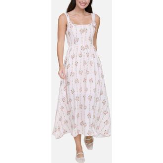 Blu Pepper Lace Trim Corset Fit & Flare Dress in Light Peach Multi at Nordstrom Rack, Size Medium