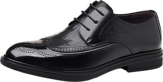 Generic Mens Dress Shoes Oxford Shoes Black Genuine Leather Stylish Business Formal Classic Comfortable Shoes for Men Work Office Wedding(6.5)