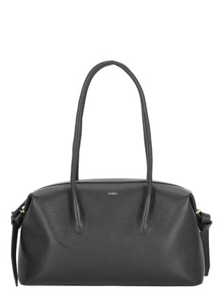 Yuzefi Pebbled Leather Duffle Bag With Golden Logo Detail