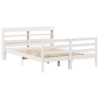 Berkfield Home Beautiful Bed Frame with Headboard without Mattress White 150x200 | Size: King