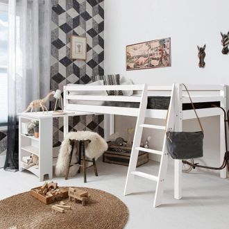 N&ouml;a & Nani Moro Cabin Bed Midsleeper with Pullout Desk in White | Size: Single