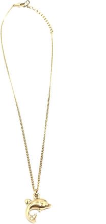 Dior Dolphin Motif Rhinestone Gold Plated Womens Necklace (Pre-Owned)