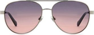 Fossil 58mm Gradient Pilot Sunglasses in Ruthenium/Grey Fuchsia at Nordstrom