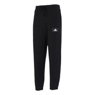 adidas Mens adidas Knit Pants Label Logo Casual Sports Bundle Feet Long Pants/Trousers Autumn Black HZ7023