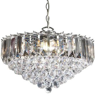 Loops 6 Light Chandelier Pendant Chrome Clear Shade Hanging Ceiling Feature Lamp Bulb