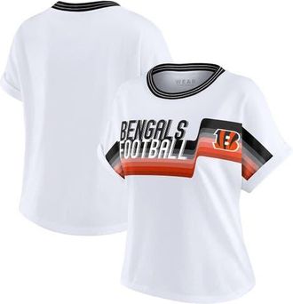 WEAR by Erin Andrews Womens WEAR by Erin Andrews White Cincinnati Bengals Cropped Center Stripe Dolman T-Shirt at Nordstrom, Size Xx-Large
