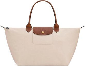 Longchamp Le Pliage Original Large Tote - Dames - Tassen - Beige - Maat: ONE Size Leer