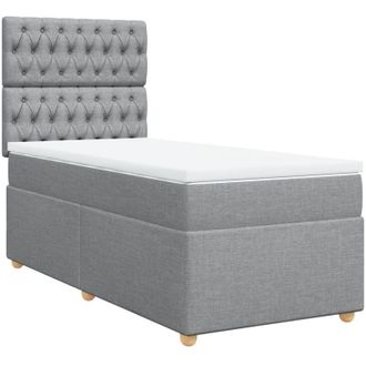 vidaXL Vidaxl - Cama Box Spring Con Colch&oacute;n Tela Gris Claro 80x200 Cm