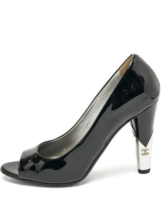 Chanel patent leather peep-toe pumps - Black