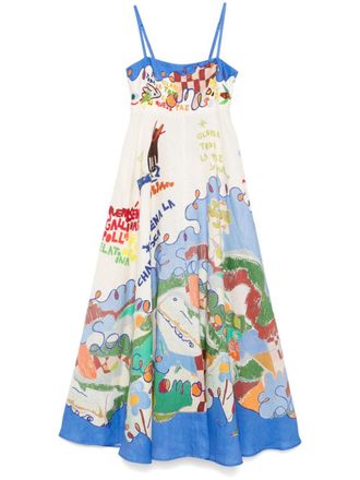 Alemais Nadia maxi dress - women - Cotton/Flax - 4 - Blue