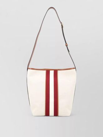 Bally stripe tote bag adjustable strap pocket