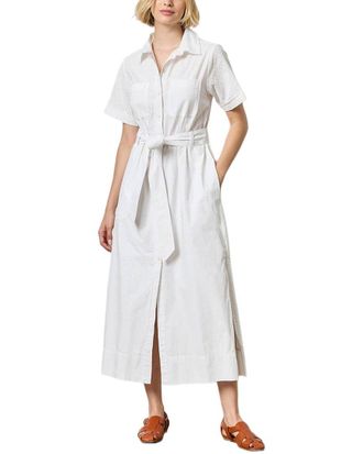 Lilla P Eyelet Trim Maxi Shirt Dress