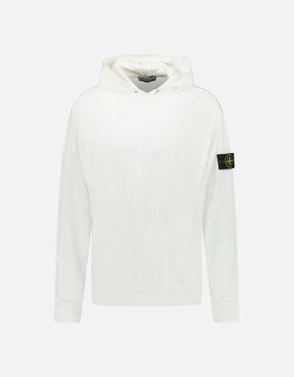 Stone Island Mens Stone Island old Treatment Hooded Sweatshirt In White - Size: 36