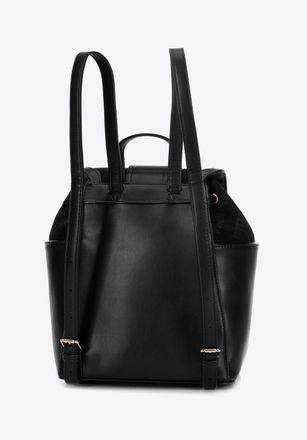 Wittchen Damesrugzak van eco-leer met stoffen inzetstuk, zwart