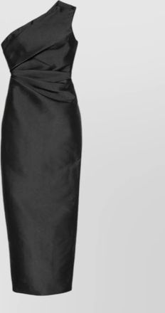 Solace London satin one-shoulder sleeveless pleated maxi dress