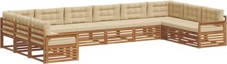 vidaXL Juegos De Sof&aacute;s 4 Uds. Natural Y Beige Madera De Acacia S&oacute;lida Vidaxl