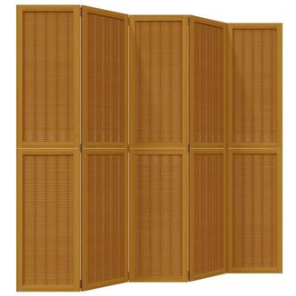 Berkfield Home Room Divider 5 Panels Brown Solid Wood Paulownia