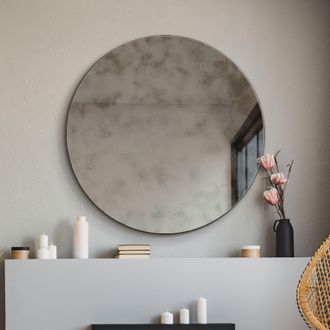 MirrorOutlet Round Circular Antiqued Mirror with Polished Edge 31 X 31 (80x80CM) in Silver | Size: 1 Pack