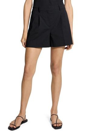 Theory Fluid Linen Blend Shorts in Black at Nordstrom, Size 14