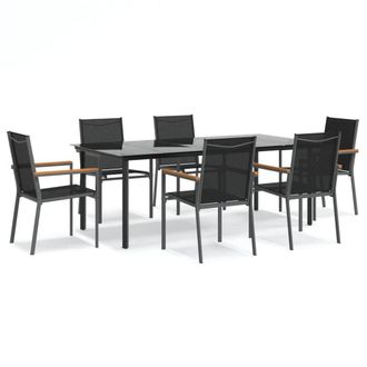 Berkfield Home 7 Piece Garden Dining Set Black Textilene & Steel