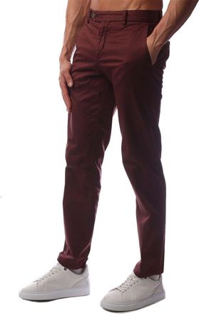 HUGO BOSS Mens T Gee Solid Patterned Straight Trousers in Dark Red - Size 40W/32L