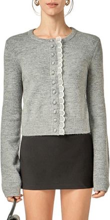 English Factory Scallop Trim Cardigan in Heather Grey at Nordstrom, Size X-Small