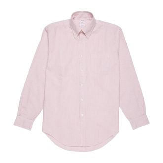 Brooks Brothers Origineel Polo Button-Down Gestreept Oxford Overhemd - Heren - Overhemden - Rood - Maat: XL Katoen