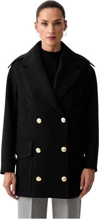 Elisabetta Franchi Double-Breasted Scuba Coat - Dames - Mantel - Zwart - M - Jassen