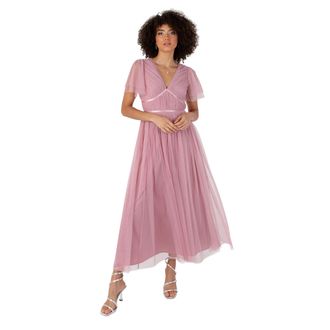 ワンピース VICTORIA BECKHAM LIGHT PINK DAMASK DRESS WITH GATHERING ワンピース VICTORIA BECKHAM LIGHT PINK DAMASK DRESS WITH