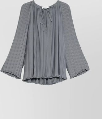 Lanvin gathered tie-neck v-neck long-sleeve blouse