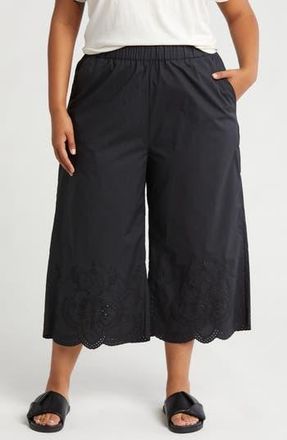 Joie Florence Embroidered Eyelet Scalloped Crop Pants in Caviar at Nordstrom Rack, Size 1X