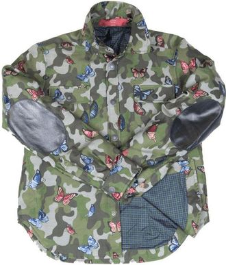 Authier Womens Button Shirt in Brown Camo Cotton - Size 2XL