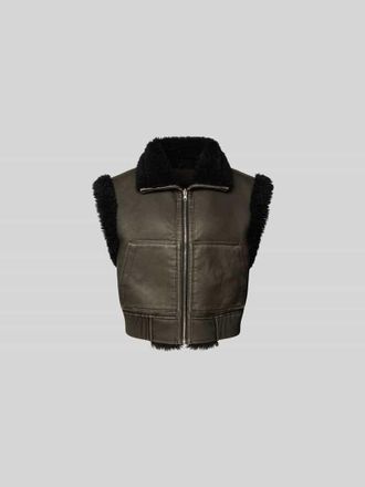 Stand Studio Cropped Weste mit Rei&szlig;verschluss in Black, Gr&ouml;&szlig;e 34