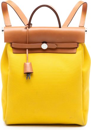 Herm&egrave;s Pre-owned Womens Toile Herbag A Dos Zip Retourne Backpack - Gold Textile - One Size