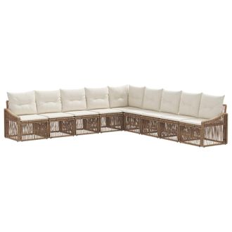 vidaXL Conjunto De Sof&aacute;s De Jard&iacute;n 9 Pcs Beige Rat&aacute;n Sint&eacute;tico Vidaxl