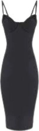 Elisabetta Franchi Zwarte Midi Jurk met Schede Lijn - Dames - Casual kleedjes - Zwart - XS - Polyester - Kleedjes