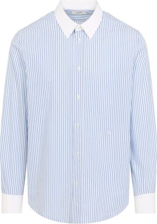 Celine Casual Shirts, male, Blue, Size: 2XL Classic Shirt in Striped Cotton Poplin