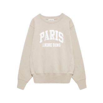 Anine Bing Harry Shrunken Sweatshirt Paris - Dames - Sweatshirts - Beige - XS - Katoen - Hoodies & sweatvesten