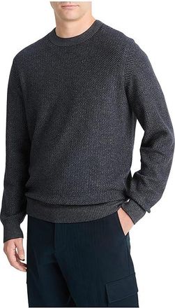 Vince Geo Jacquard Long Sleeve Crew Mens Sweater Coastal/Med H Grey : SM, Cashmere/Cotton/Wool