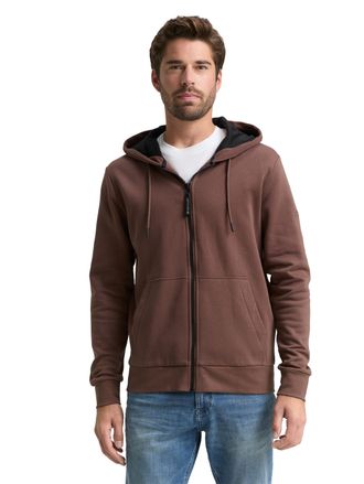 Tom Tailor Kapuzensweatjacke TOM TAILOR, Herren, Gr. L, bag braun, Sweatware, Obermaterial: 70% Baumwolle, 30% Polyester, regular fit Po-bedeckend, ohne Ausschni