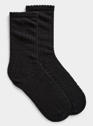 Simons Womens Pointelle-knit socks