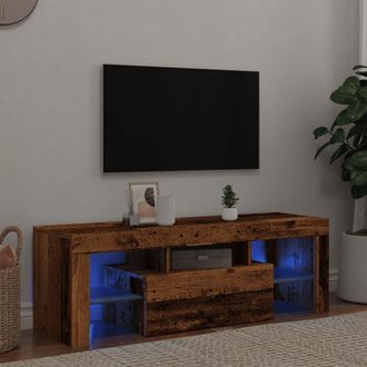 Berkfield Home TV Cabinet with LED Lights Old Wood 120x36.5x40 cm Engineered Wood in Brown