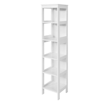 SoBuy Sobuy - Mobiletto Da Bagno Salvaspazio Scaffale Scala Con 5 Ripiani Lunghezza 30x30x139 Cm, Bianco Bzr14-w