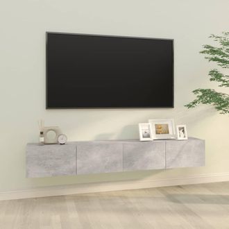 Berkfield Home Wall TV Cabinets 2 pcs Concrete Grey 100x30x30 cm Engineered Wood | Size: 100 x 30 x 30 cm
