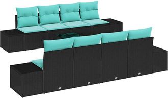 vidaXL Conjunto De Sof&aacute; De Jard&iacute;n 9 Uds. Negro Rat&aacute;n Sint&eacute;tico Vidaxl