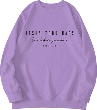 Generic Jesus Took Naps Be Like Jesus Sweatshirt, Christian Sweatshirt, Womens Religious Crewneck Pullover Tops Faith Shirta 2024 New