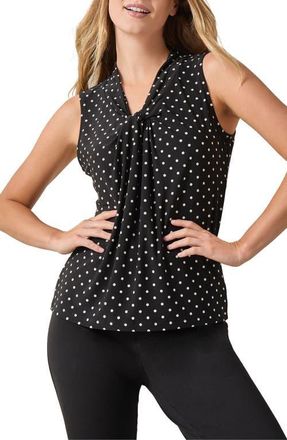 Kasper Polka Dot Knot Front Sleeveless Jersey Top in Black/Vanilla Ice at Nordstrom, Size X-Small