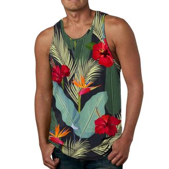 Generic Beach Vests Tank Tops for Men UK Casual Hawaiian Tropical Palm Tree Printed Sleeveless Muscle Tee Shirts Tops Workout Summer Vacation Blouses Mens Tan